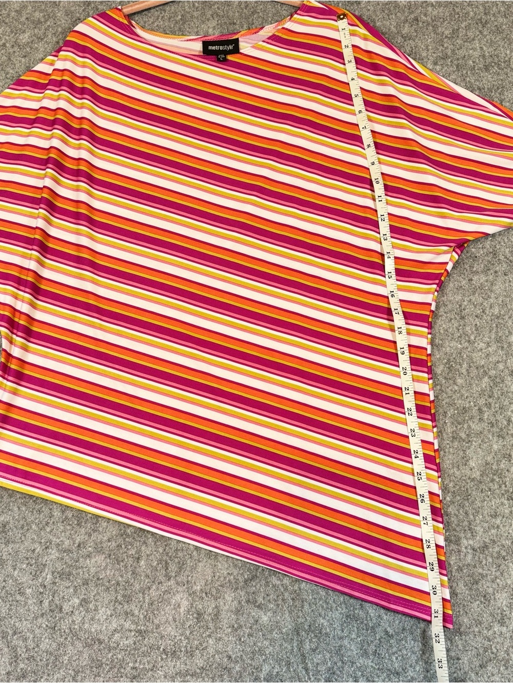 Metrostyle Women’s Striped 3/4 Sleeve Top Size L Poly Spandex Tunic USA - Picture 9 of 12